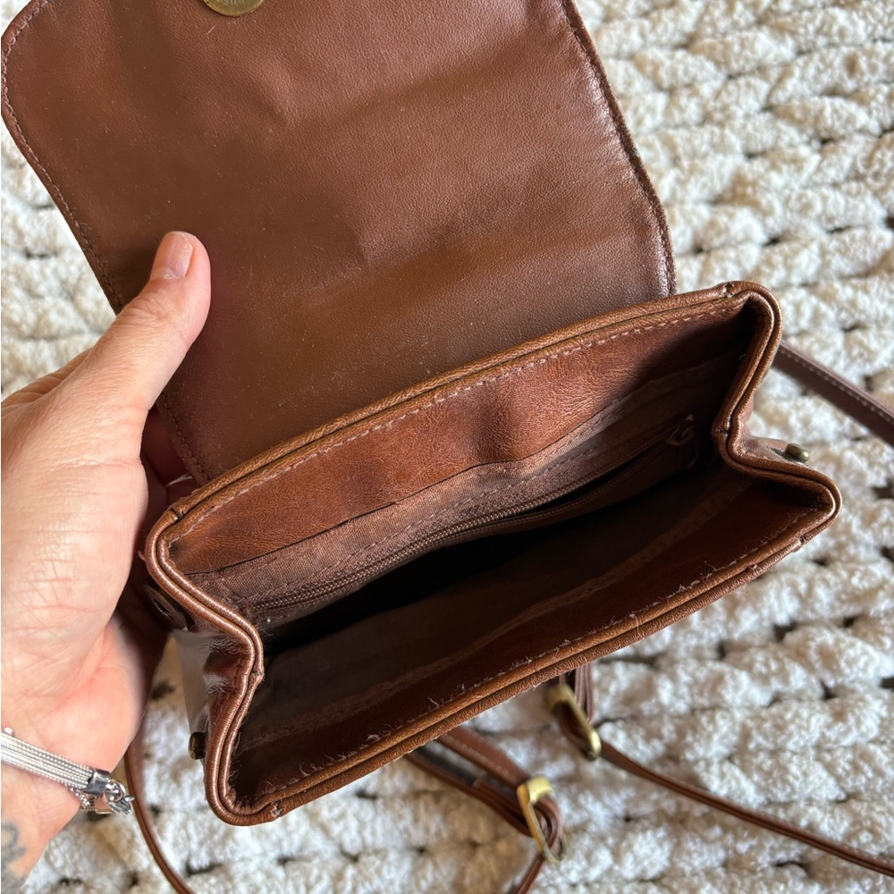 Leather Mini Backpack Brown Adjustable Straps Small Travel Pack Bag - Picture 5 of 9